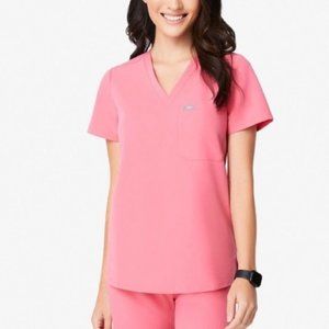 Figs Women's Neon Pink Catarina - One-Pocket Scrub Top - XS / Neon Pink